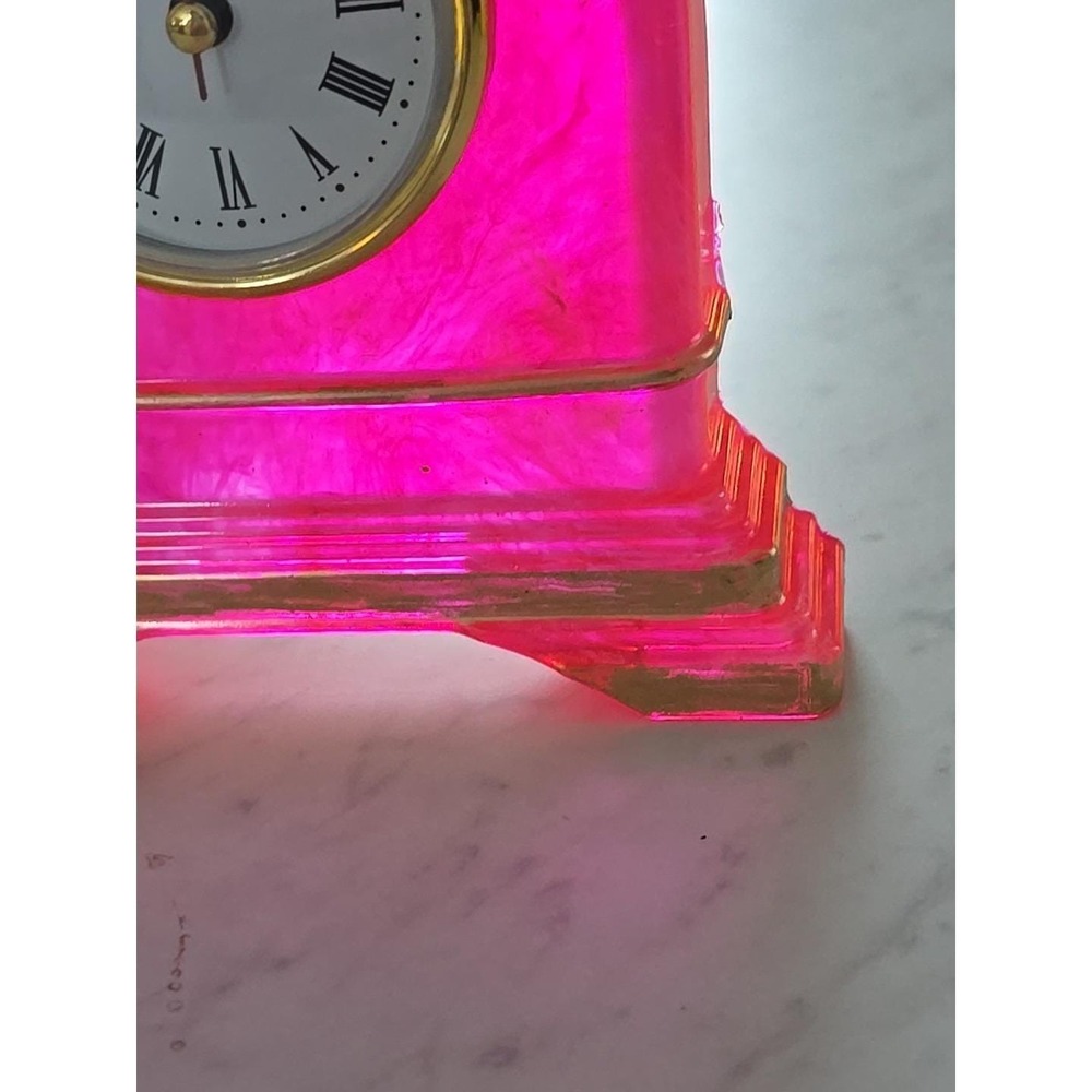 Handmade Resin Desk Clock Decoration Gift Pink Gold 732 - Picture 3 of 8
